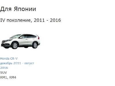 Купить Коврик на Honda CR-V RM4 в Владивостоке